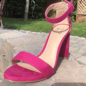 Fuchsia Suede Sling Back Block Heel